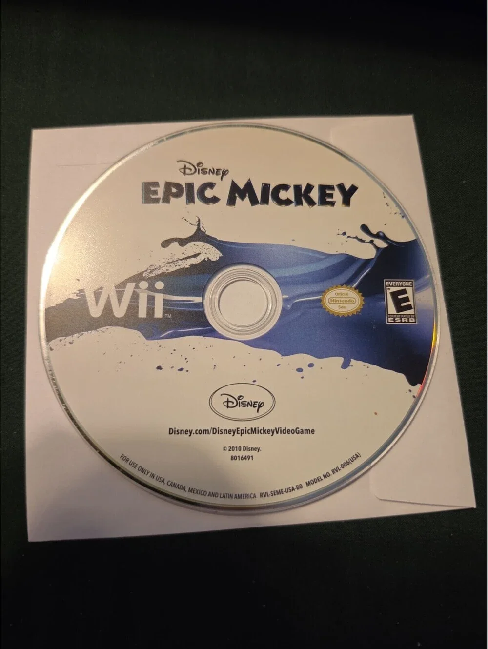 Disney Epic Mickey (Nintendo Wii, 2010) Disc Only Cleaned/Tested -8326